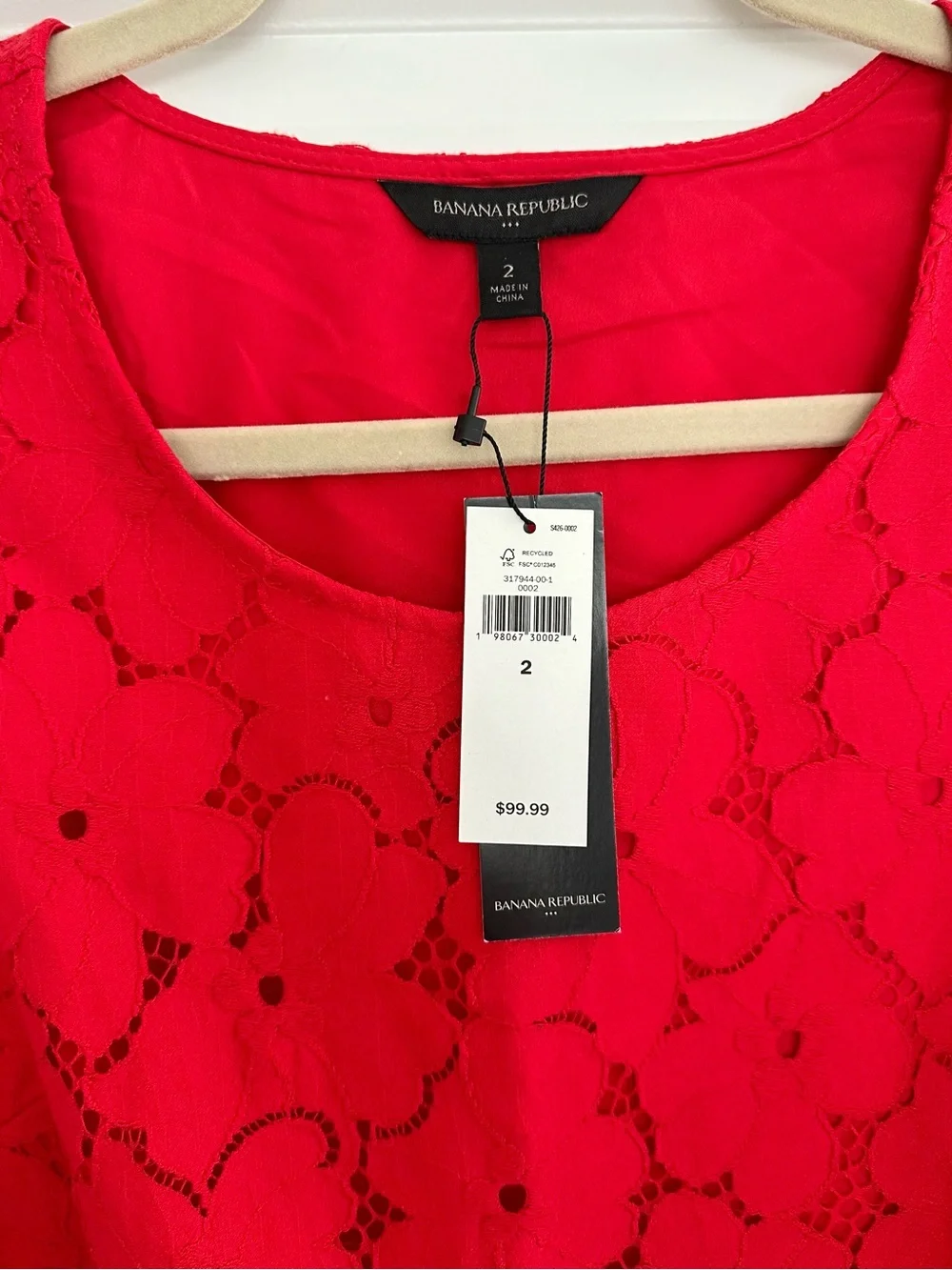 Banana Republic Vibrant Red Floral Lace Sleeveless Shift Dress - Americana - Picture 6 of 17